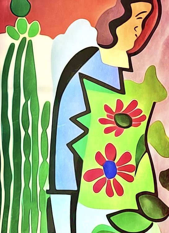 Frau im Blumengarten, Motiv 2 - Matisse inspired from zamart