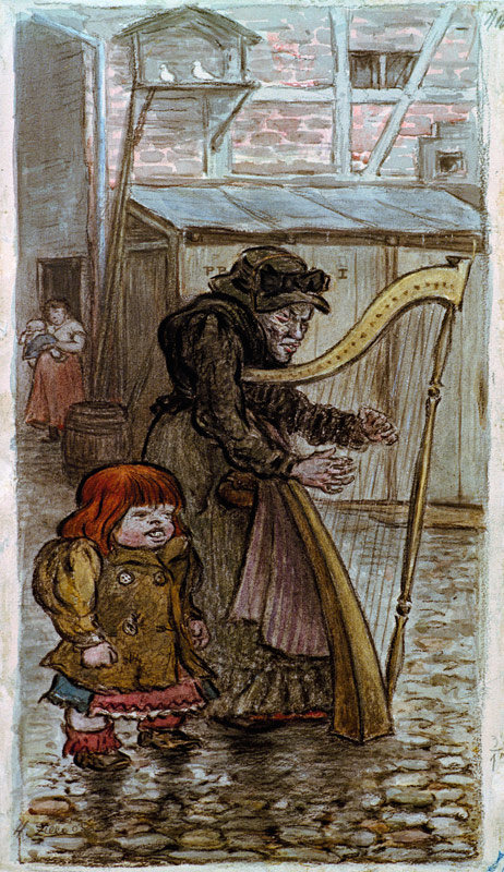 Zille / The Harp Lady / 1903 from Heinrich Zille